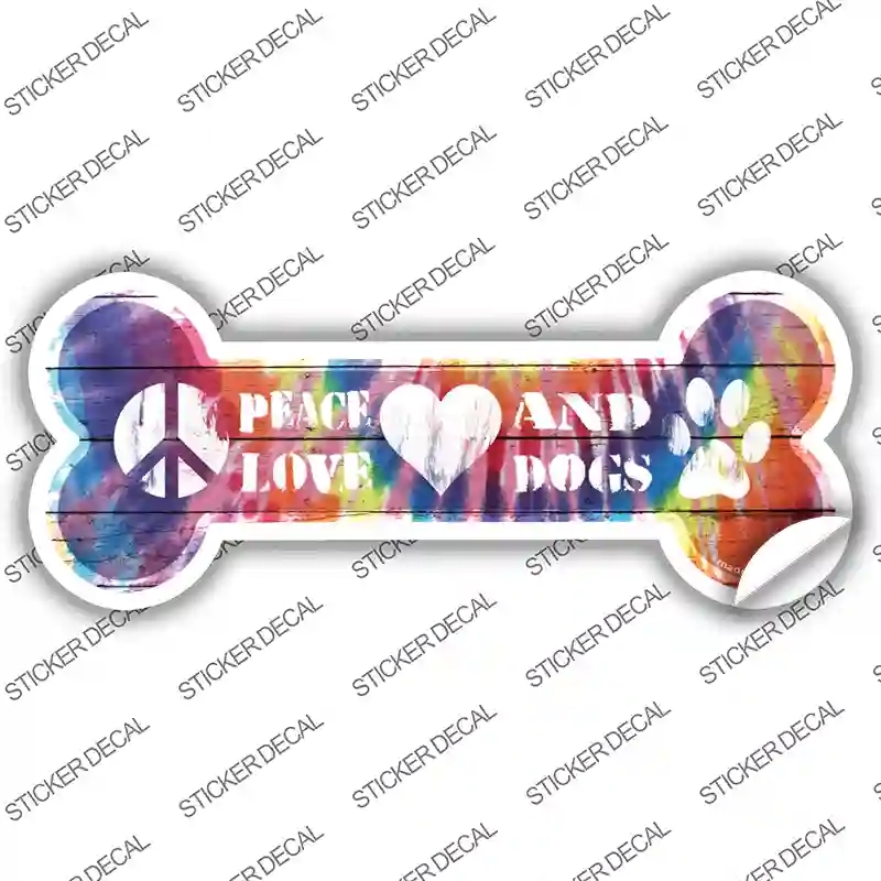 B-163s-S Peace Love & Dogs Novelty Bone Sticker Decal - Small