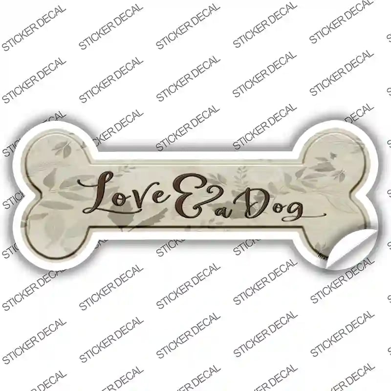 B-060s-L Love & A Dog Novelty Bone Sticker Decal - Large