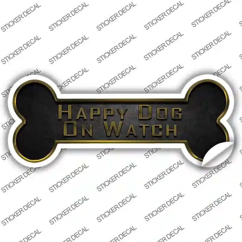 B-069s-L Happy Dog on Watch Novelty Bone Sticker Decal - Large