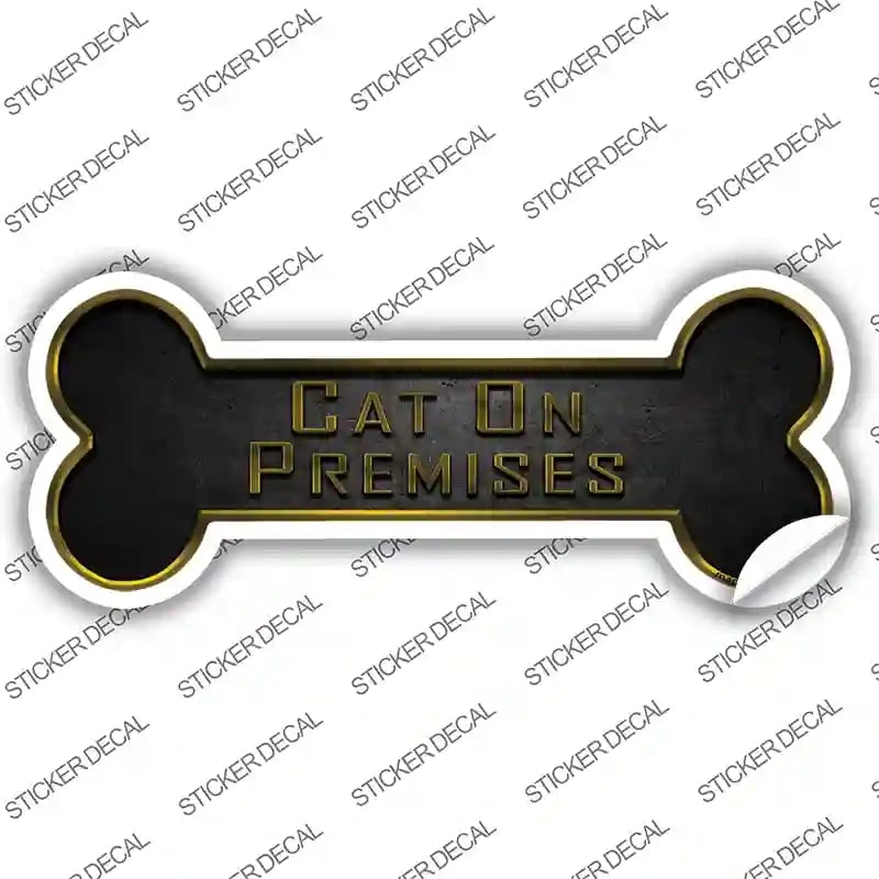 B-072s-S Cat on Premises Novelty Bone Sticker Decal - Small