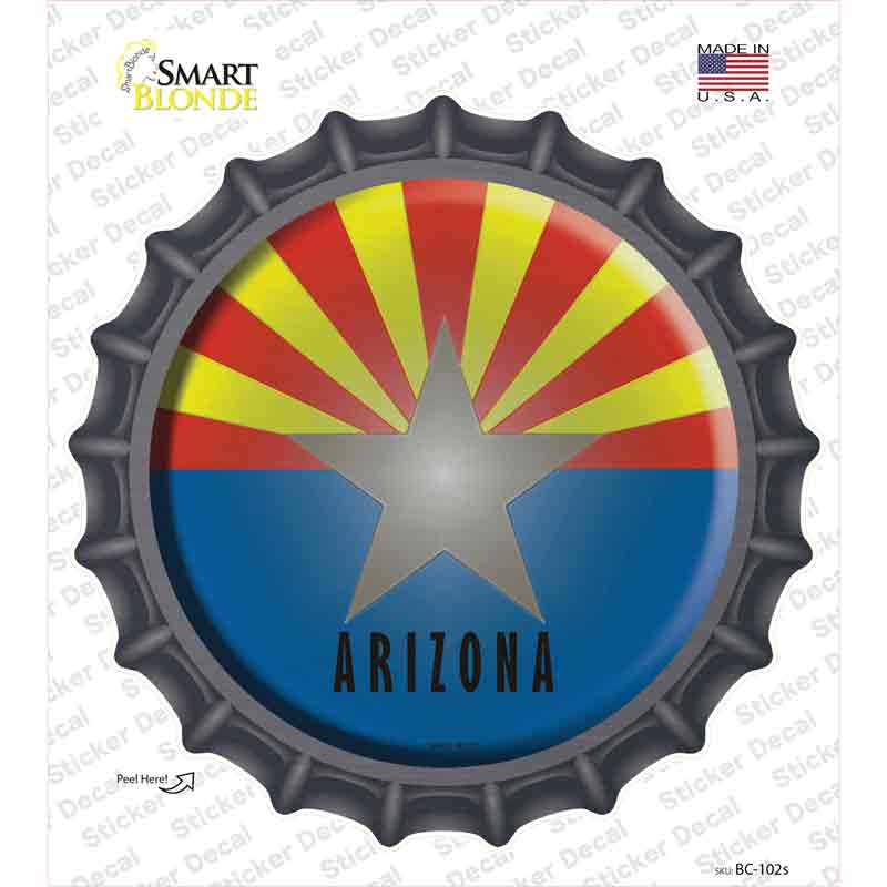 BC-102s-M Arizona State Flag Novelty Bottle Cap Sticker Decal - Medium
