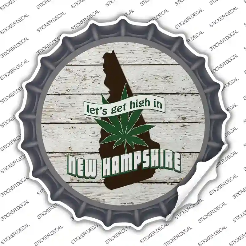 BC-1318s-L Lets Get High in   Hampshire Novelty Bottle Cap Sticker Decal - Large