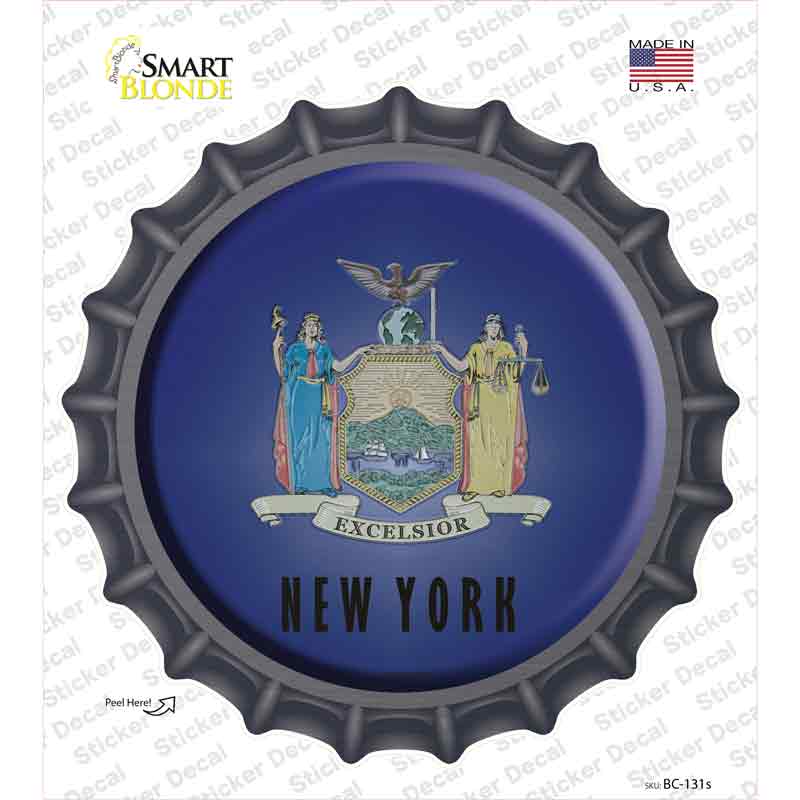 BC-131s-M   York State Flag Novelty Bottle Cap Sticker Decal - Medium