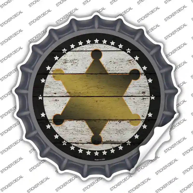 BC-1345s-L Sheriff Star Novelty Bottle Cap Sticker Decal - Large