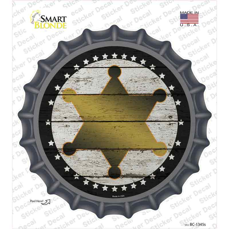 BC-1345s-M Sheriff Star Novelty Bottle Cap Sticker Decal - Medium