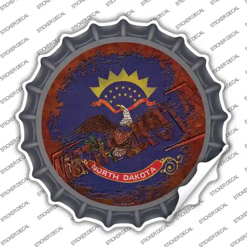 BC-1199s-S North Dakota Rusty Stamped Novelty Bottle Cap Sticker Decal - Small