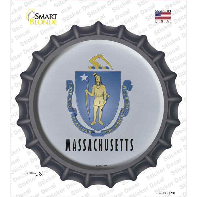 BC-120s-M Massachusetts State Flag Novelty Bottle Cap Sticker Decal - Medium