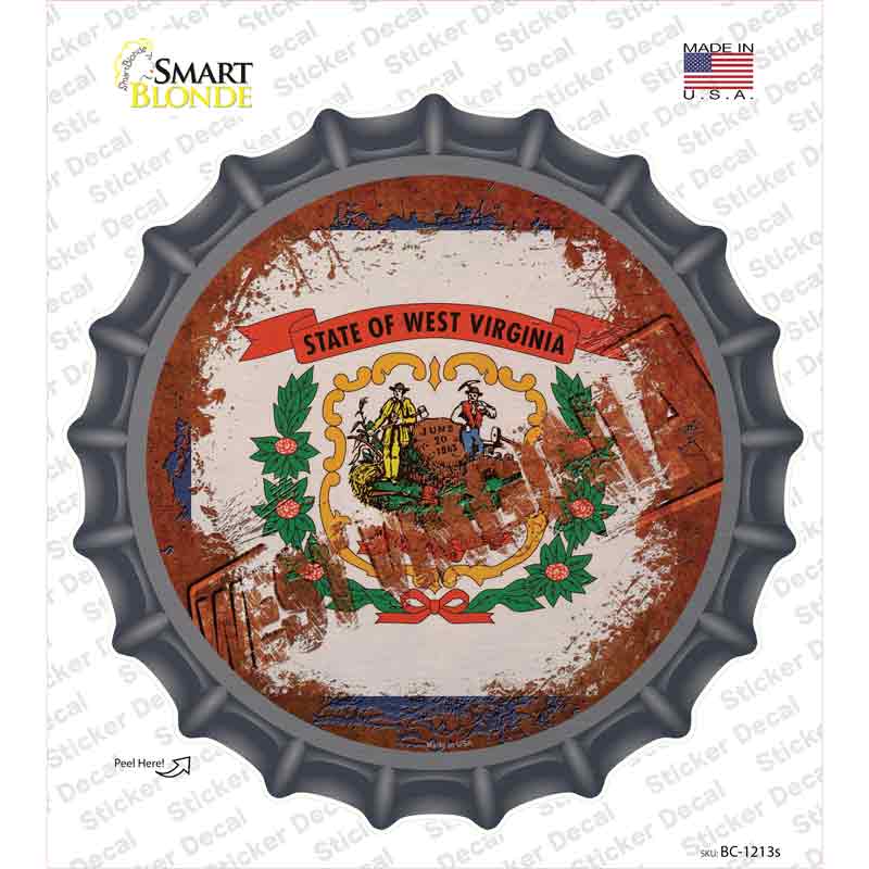 BC-1213s-M West Virginia Rusty Stamped Novelty Bottle Cap Sticker Decal - Medium