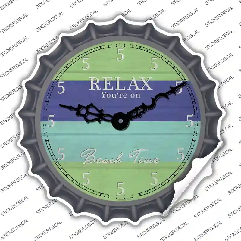 BC-1217s-S You Are on Beach Time Novelty Bottle Cap Sticker Decal - Small