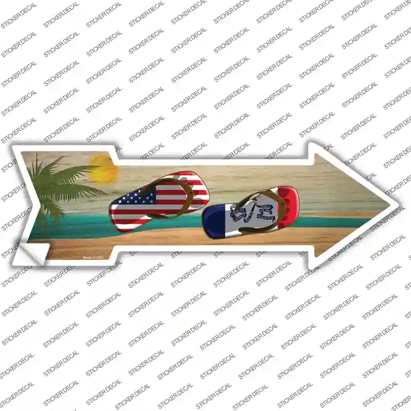A-710s-S US & Iowa Flag Flip Flop Novelty Arrow Sticker Decal - Small