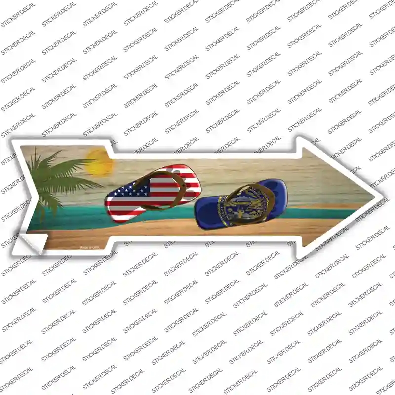 A-722s-S US & Nebraska Flag Flip Flop Novelty Arrow Sticker Decal - Small