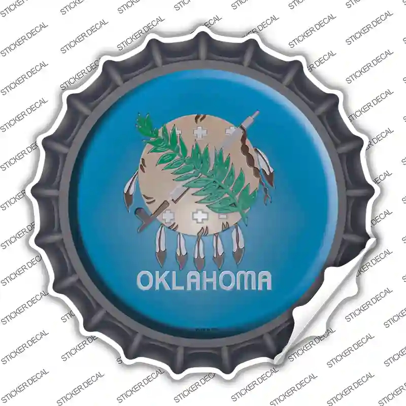 BC-135s-L Oklahoma State Flag Novelty Bottle Cap Sticker Decal - Large