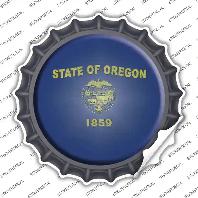 BC-136s-L Oregon State Flag Novelty Bottle Cap Sticker Decal - Large