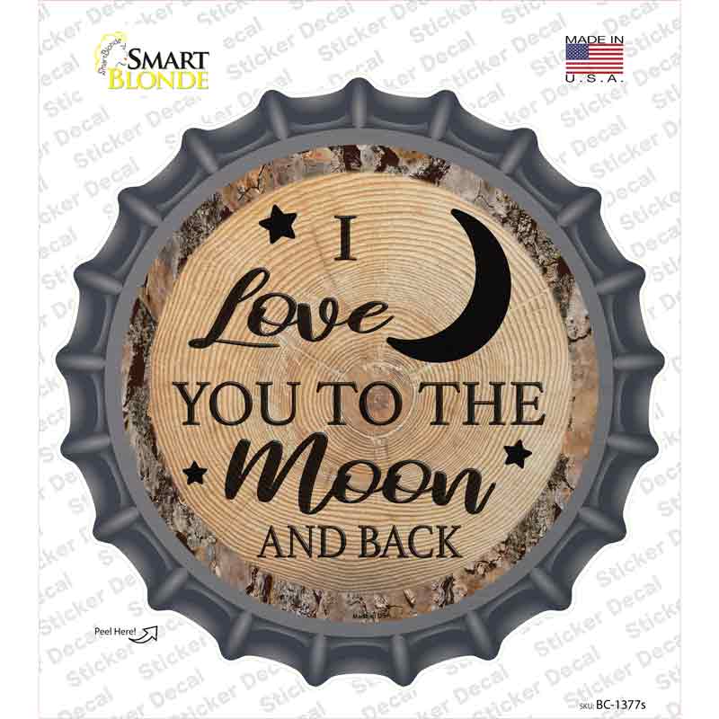 BC-1377s-M Moon & Back Novelty Bottle Cap Sticker Decal - Medium