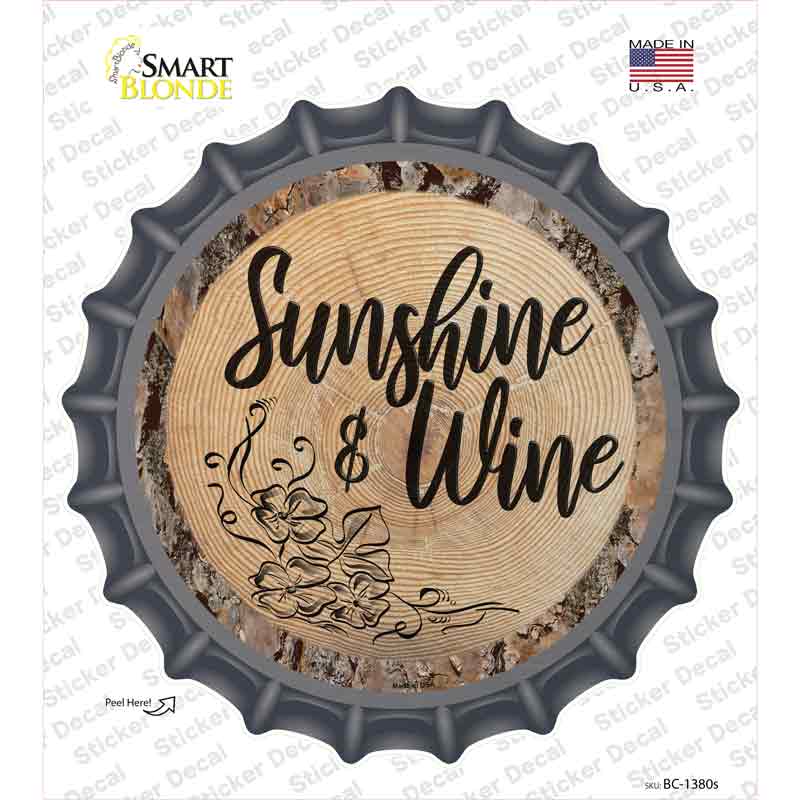 BC-1380s-M Sunshine & Wine Novelty Bottle Cap Sticker Decal - Medium