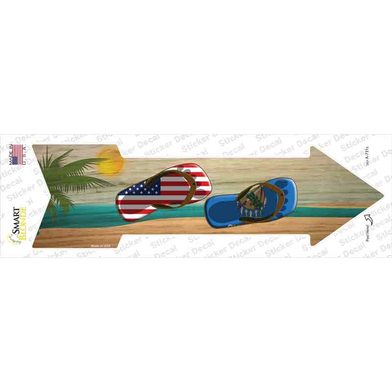A-731s-M US & Oklahoma Flag Flip Flop Novelty Arrow Sticker Decal - Medium