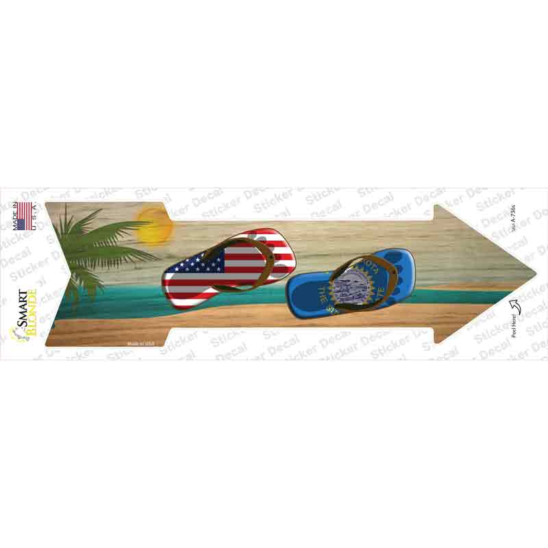 A-736s-M US & South Dakota Flag Flip Flop Novelty Arrow Sticker Decal - Medium