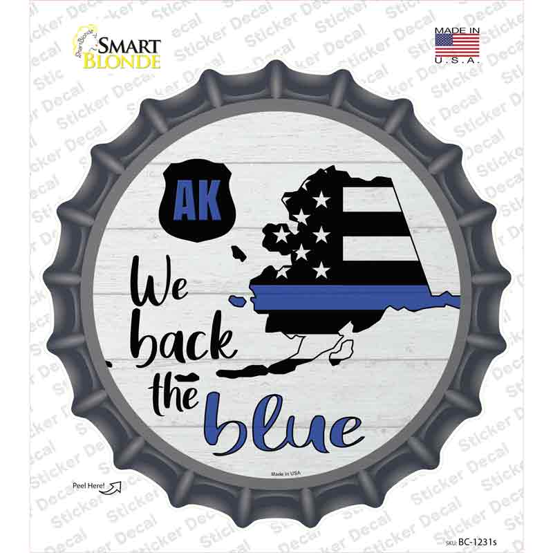 BC-1231s-M Alaska Back the Blue Novelty Bottle Cap Sticker Decal - Medium