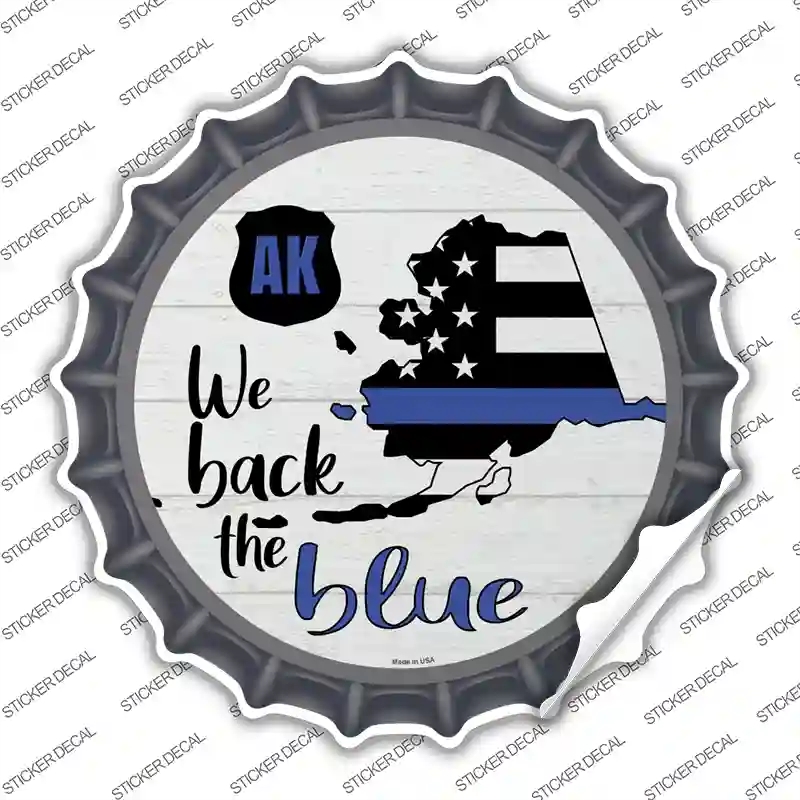 BC-1231s-XL Alaska Back the Blue Novelty Bottle Cap Sticker Decal - Extra Large