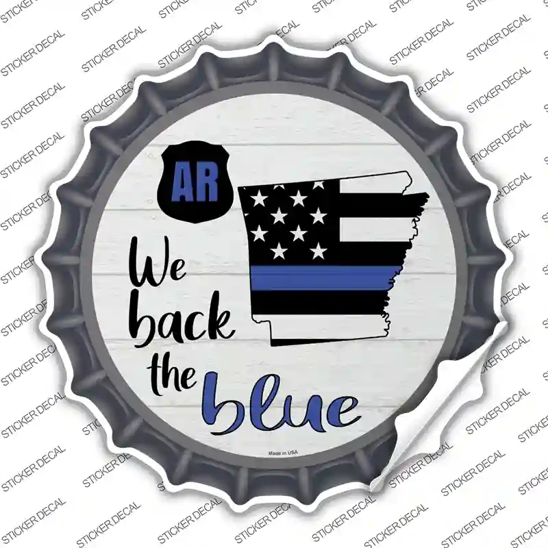 BC-1233s-L Arkansas Back the Blue Novelty Bottle Cap Sticker Decal - Large