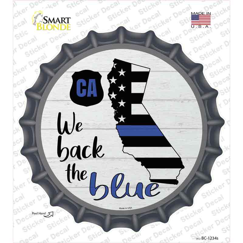 BC-1234s-M California Back the Blue Novelty Bottle Cap Sticker Decal - Medium