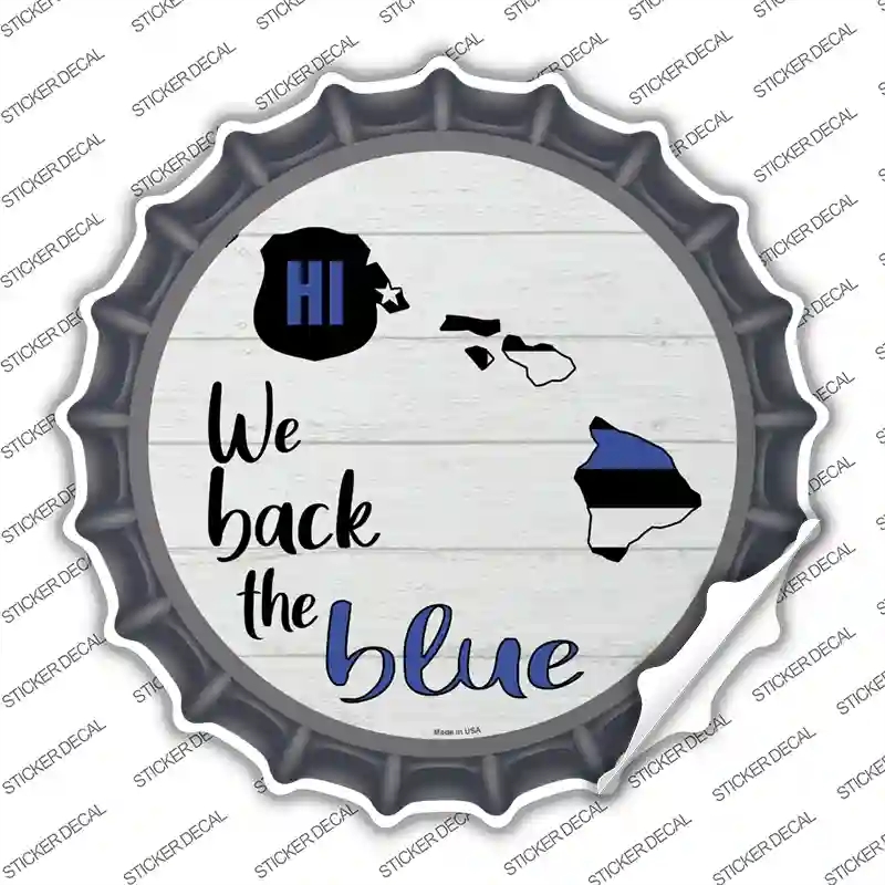 BC-1240s-S Hawaii Back the Blue Novelty Bottle Cap Sticker Decal - Small