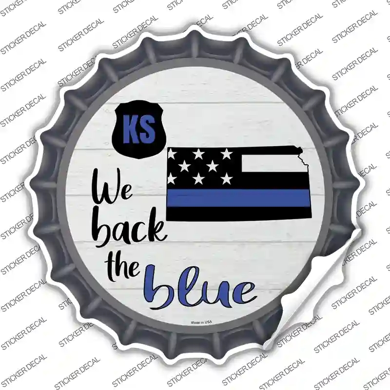 BC-1245s-L Kansas Back the Blue Novelty Bottle Cap Sticker Decal - Large
