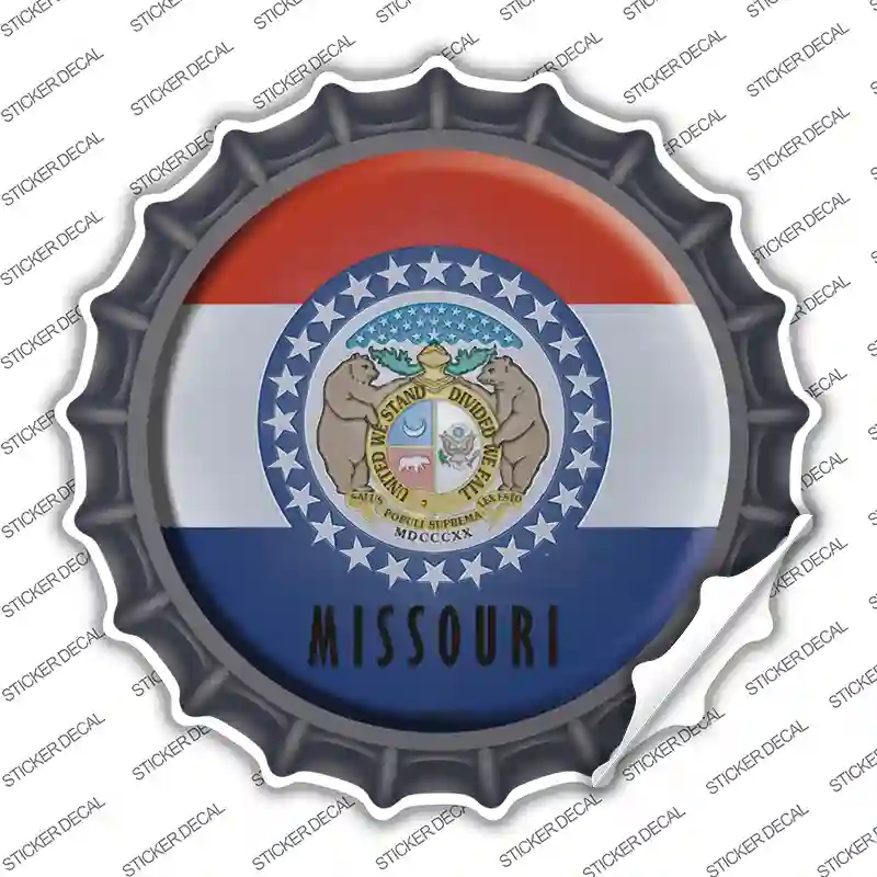 BC-124s-S Missouri State Flag Novelty Bottle Cap Sticker Decal - Small