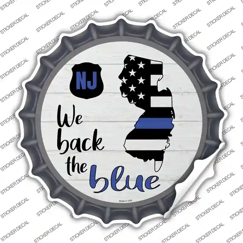 BC-1259s-S   Jersey Back the Blue Novelty Bottle Cap Sticker Decal - Small