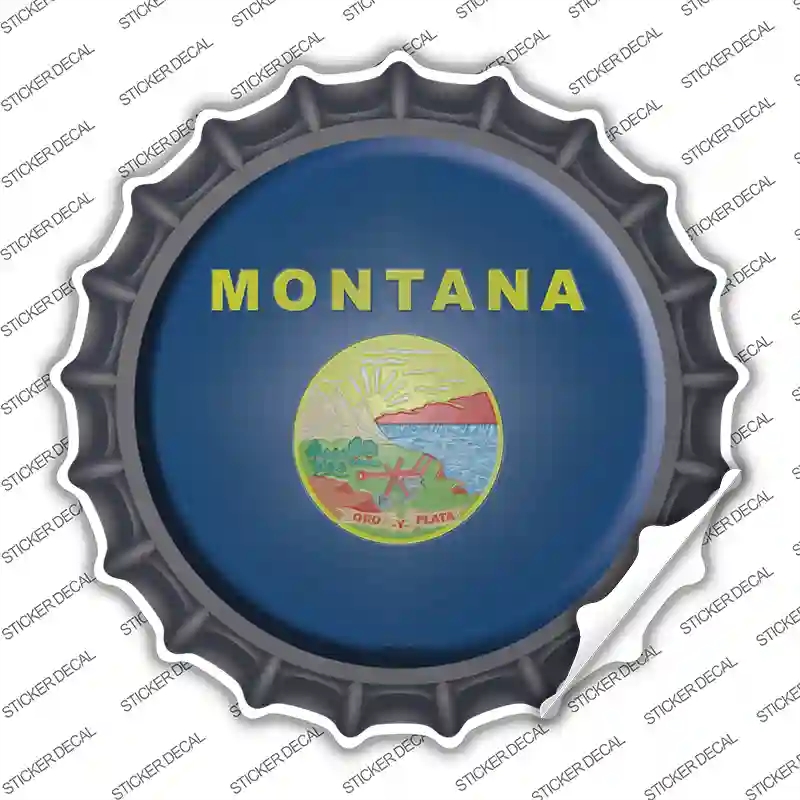 BC-125s-L Montana State Flag Novelty Bottle Cap Sticker Decal - Large