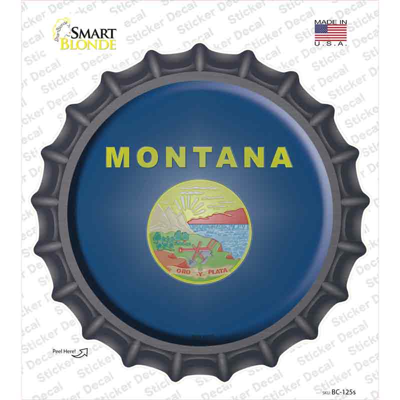 BC-125s-M Montana State Flag Novelty Bottle Cap Sticker Decal - Medium