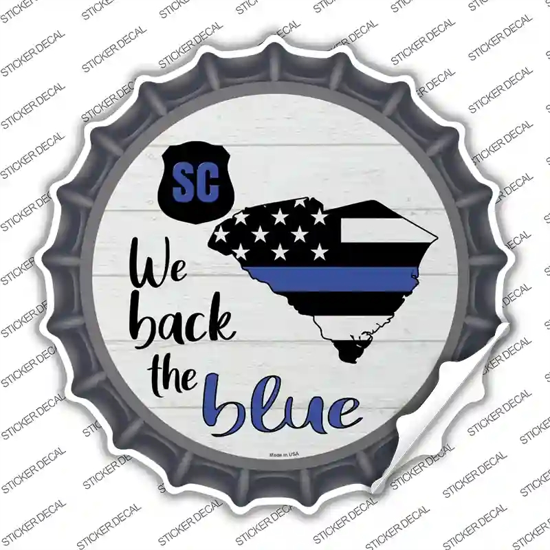 BC-1269s-S South Carolina Back the Blue Novelty Bottle Cap Sticker Decal - Small