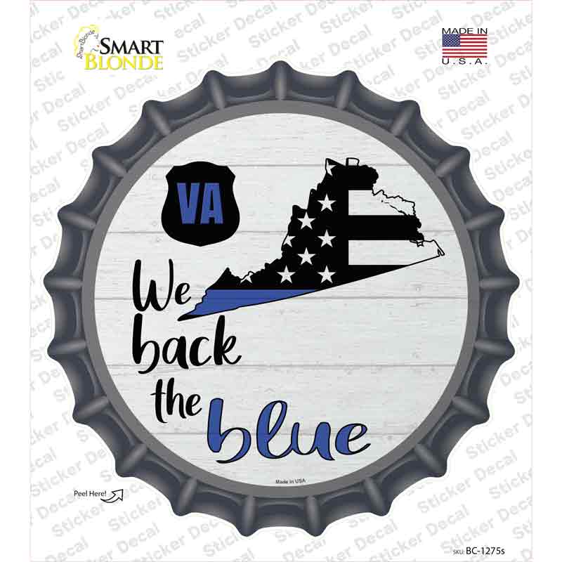 BC-1275s-M Virginia Back the Blue Novelty Bottle Cap Sticker Decal - Medium