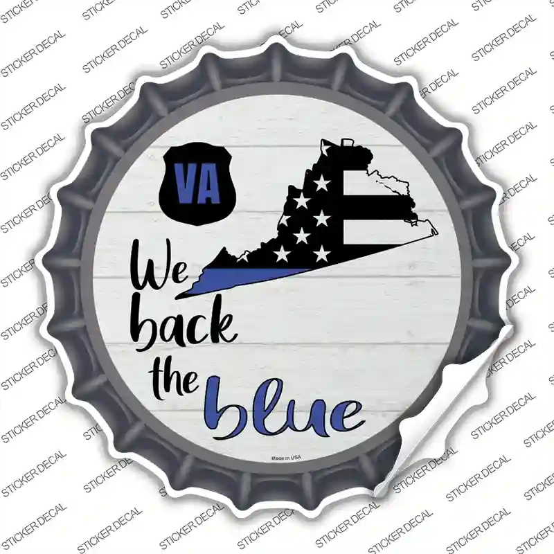 BC-1275s-S Virginia Back the Blue Novelty Bottle Cap Sticker Decal - Small
