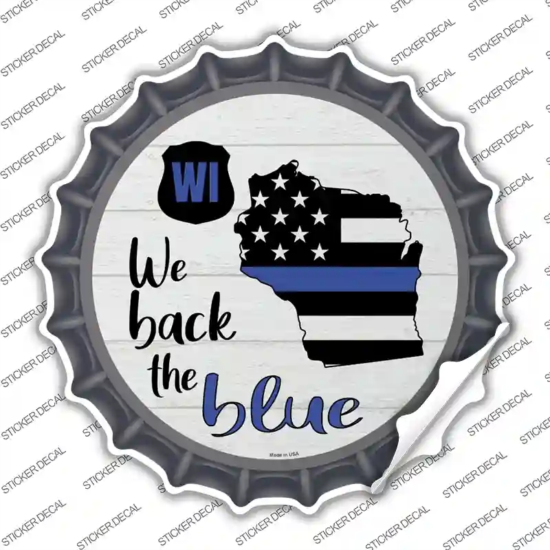 BC-1278s-S Wisconsin Back the Blue Novelty Bottle Cap Sticker Decal - Small