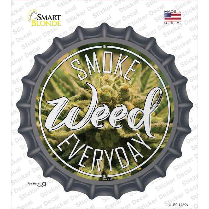 BC-1289s-M Smoke Weed Everyday Novelty Bottle Cap Sticker Decal - Medium