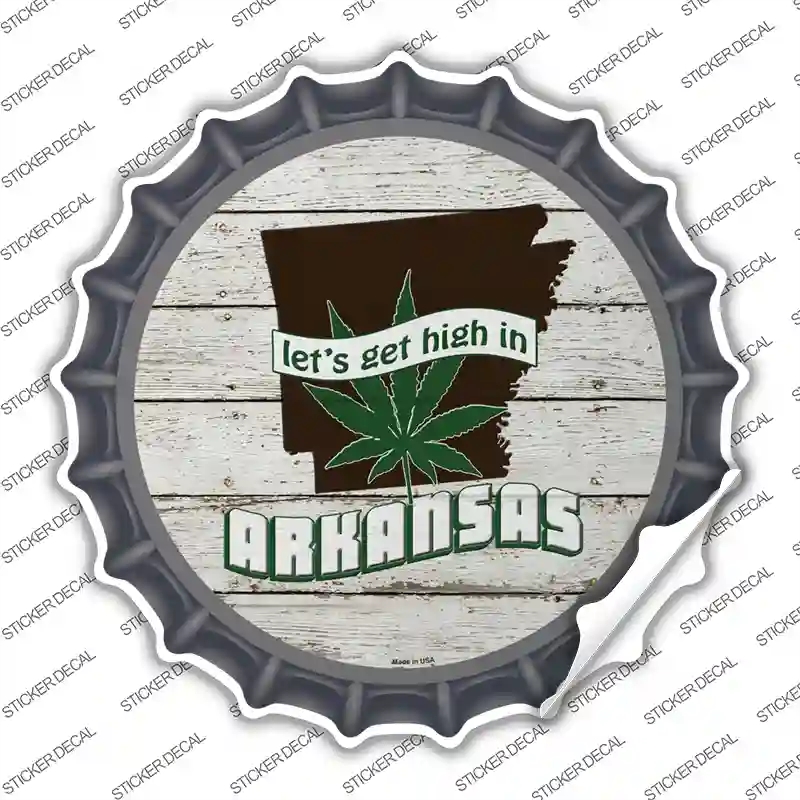 BC-1293s-S Lets Get High in Arkansas Novelty Bottle Cap Sticker Decal - Small