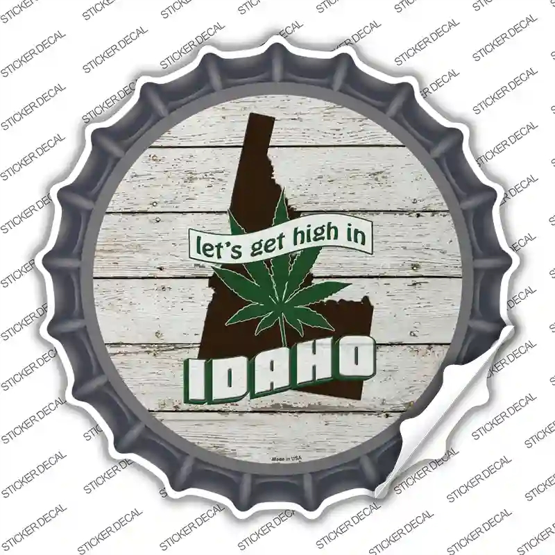 BC-1301s-L Lets Get High in Idaho Novelty Bottle Cap Sticker Decal - Large