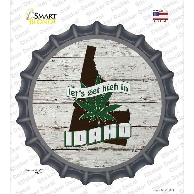 BC-1301s-M Lets Get High in Idaho Novelty Bottle Cap Sticker Decal - Medium