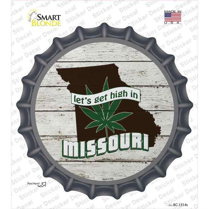 BC-1314s-M Lets Get High in Missouri Novelty Bottle Cap Sticker Decal - Medium