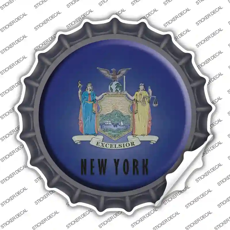 BC-131s-S   York State Flag Novelty Bottle Cap Sticker Decal - Small