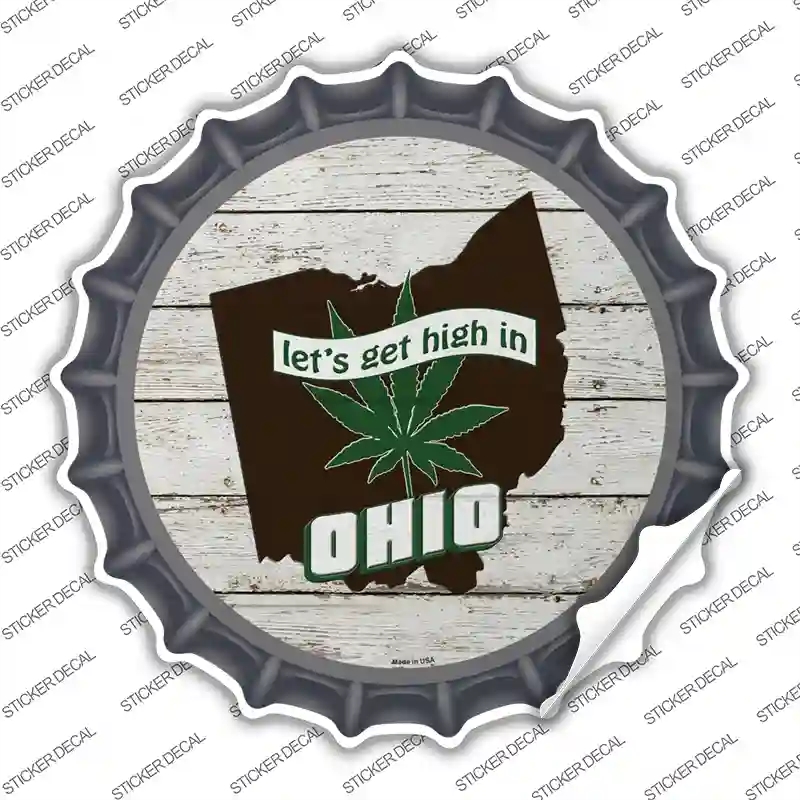 BC-1324s-L Lets Get High in Ohio Novelty Bottle Cap Sticker Decal - Large