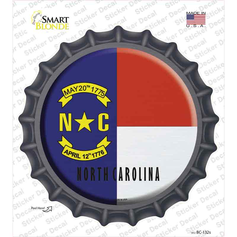 BC-132s-M North Carolina State Flag Novelty Bottle Cap Sticker Decal - Medium