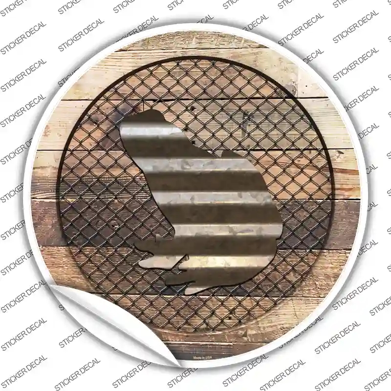 C-1038s-XL Frog on Wood Novelty Circle Sticker Decal - Extra Large