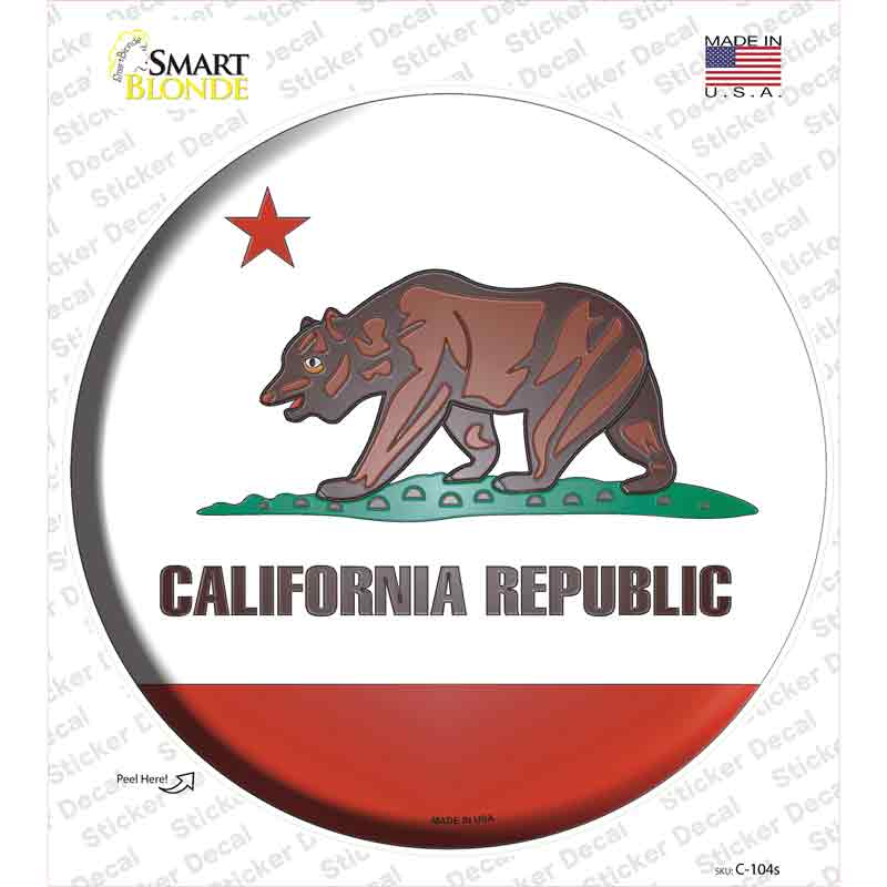 C-104s-M California State Flag Novelty Circle Sticker Decal - Medium