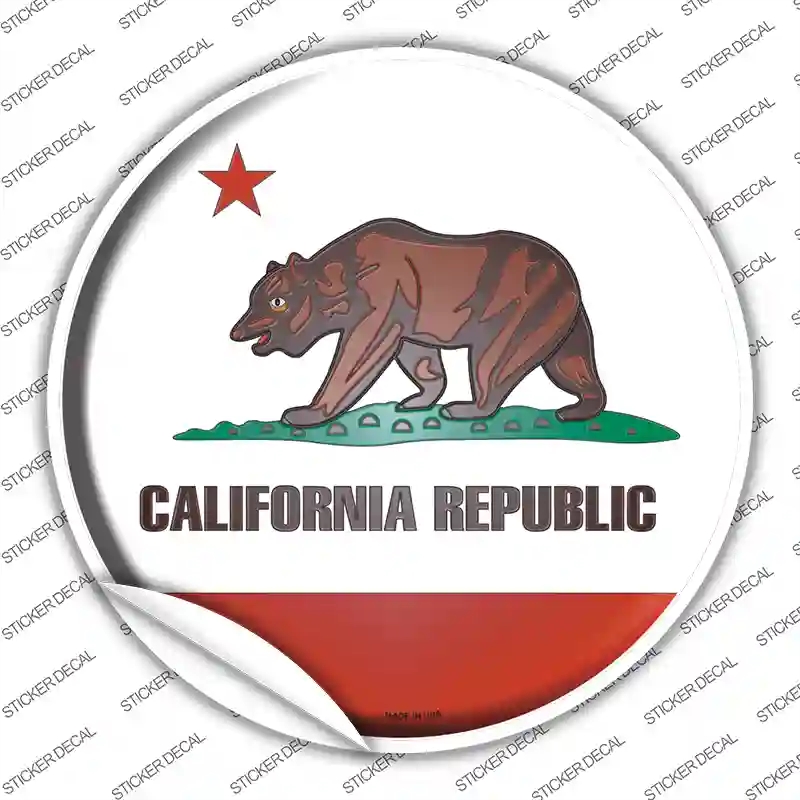 C-104s-S California State Flag Novelty Circle Sticker Decal - Small