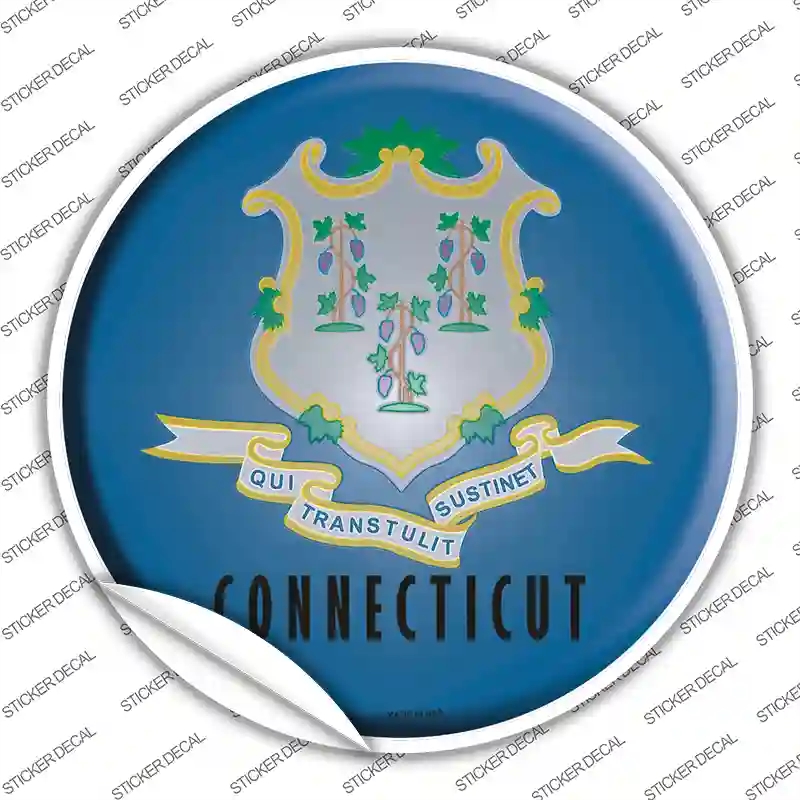 C-106s-L Connecticut State Flag Novelty Circle Sticker Decal - Large