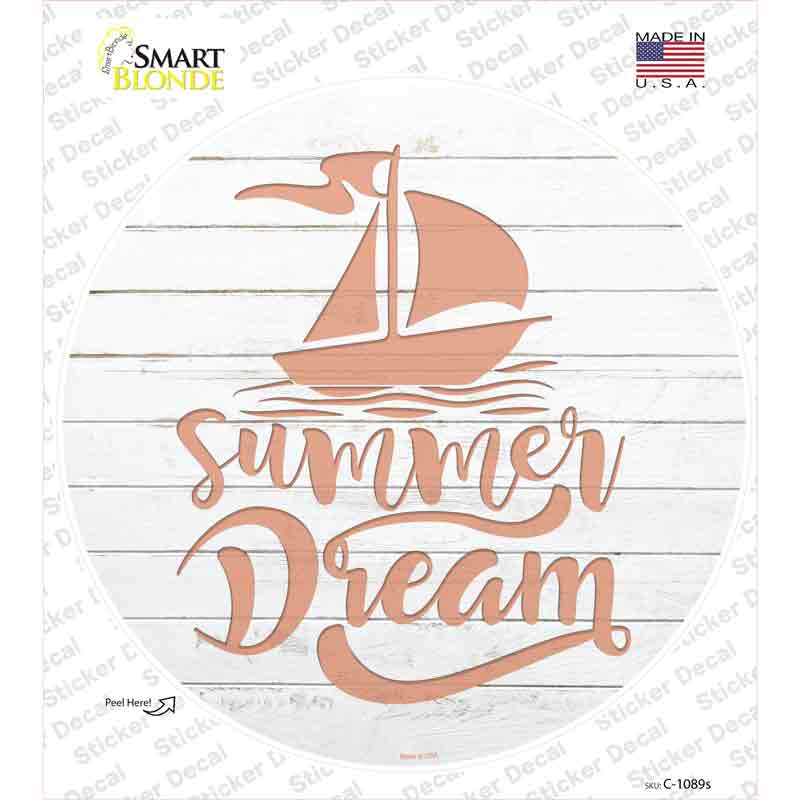 C-1089s-M Summer Dream Novelty Circle Sticker Decal - Medium