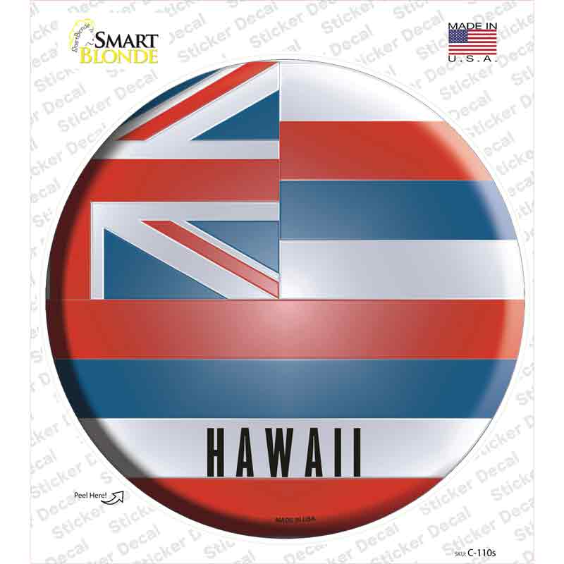 C-110s-M Hawaii State Flag Novelty Circle Sticker Decal - Medium