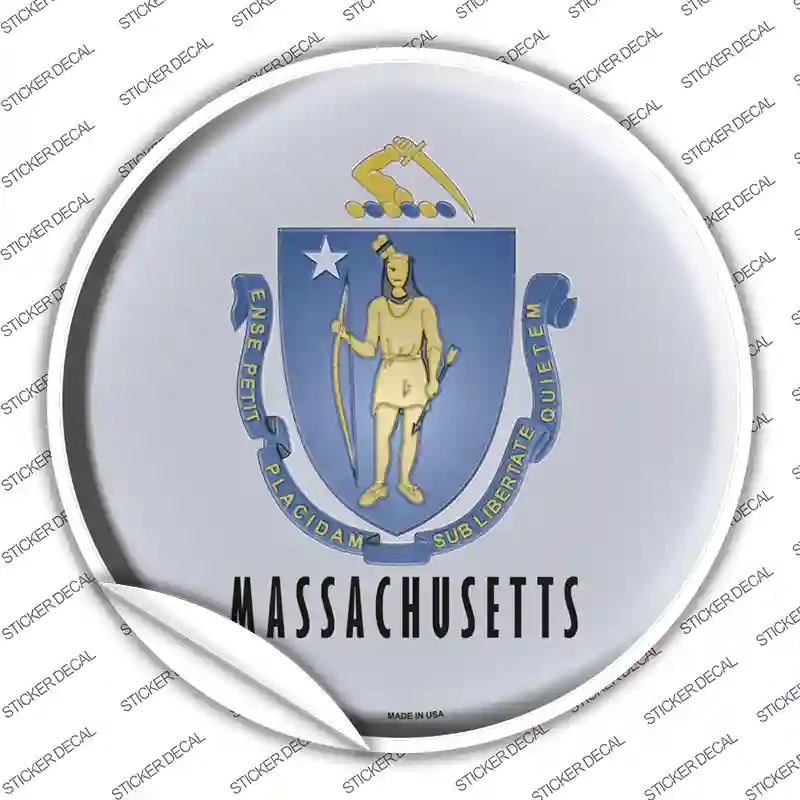 C-120s-XL Massachusetts State Flag Novelty Circle Sticker Decal - Extra Large